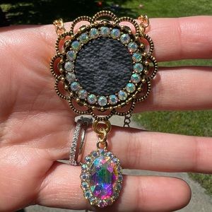 Upcycled LV black monogram necklace